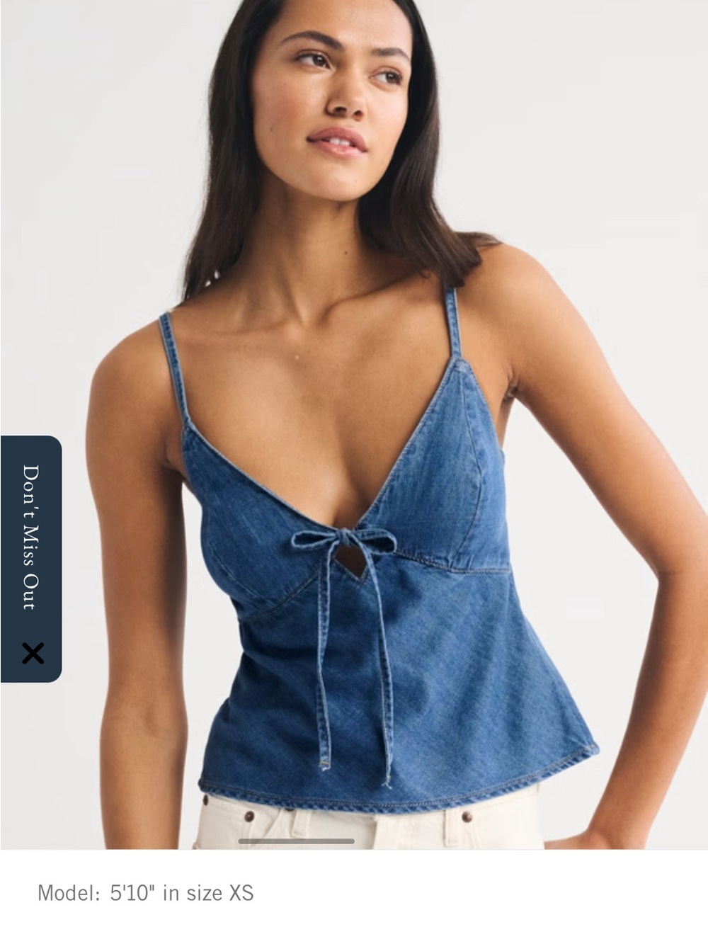 Abercrombie & Fitch Denim Tie-Front Cami Top - Blue